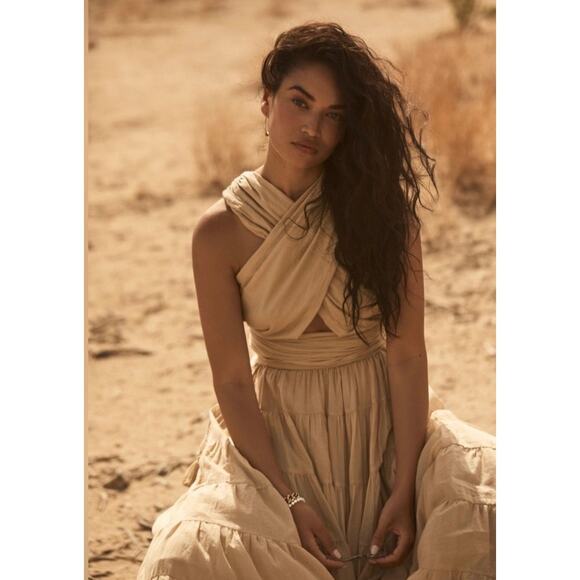 Erika Pena Selma Tan Wrap Mini Dress - Picture 5 of 7